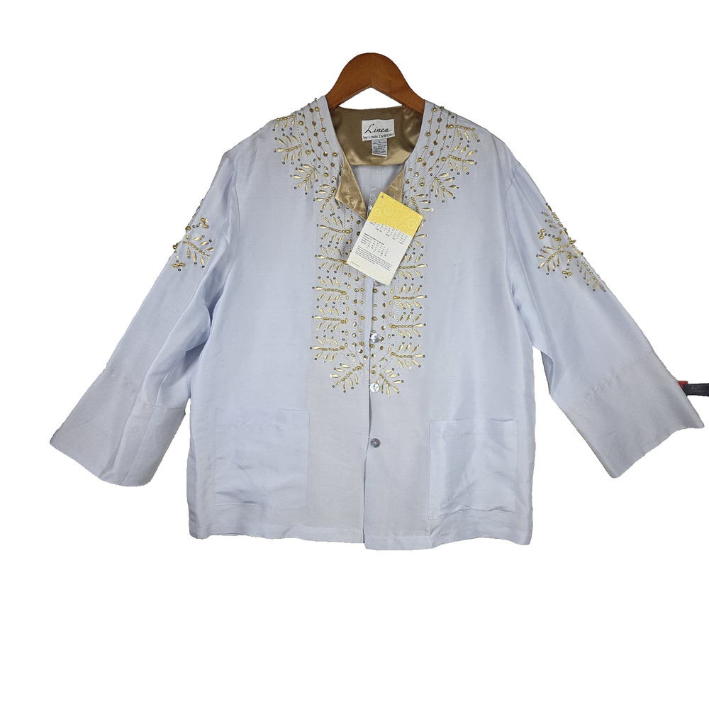 Vtg Linea by Louis Dell'Olio Womens Shirt Top Large 100% Silk Y2K 2000s Asian